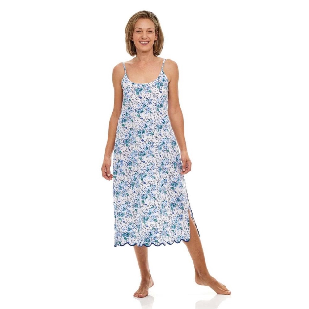 Heidi Carey Blue Floral Slip Nightgown